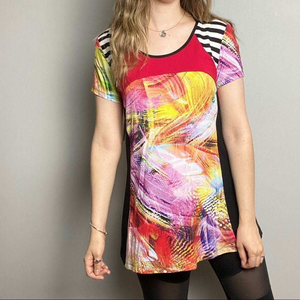 🖤5/$40!! Nwt bright soft t shirt summer top colourful black white pink yellow